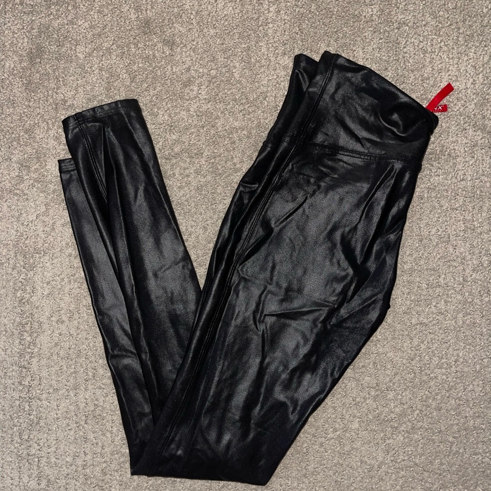Black Spanx Leather Leggings (M)